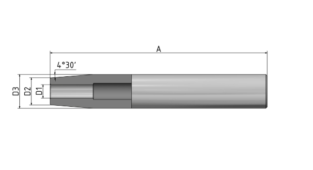 Schüssler Ø25 Krimpopname Ø10 verlengstuk L=300 Zonder lengte instelling