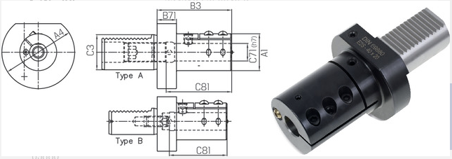 VDI50 Opname E2S voor boorbeitel Ø40mm Type A met klemming