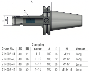 Schüssler SK40 Spantangopname ER11Mini L=100 DIN6499
