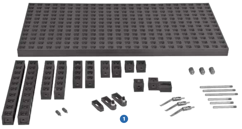 DK 369920 Quaderfix basis set "2" for mounting medium-sized test parts