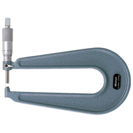 Mitutoyo 118-126 Sheet Metal Micrometer 25-50mm, Spherical Anvil/Spindle, 150mm Throat