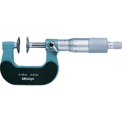 Mitutoyo 123-101 Disc Micrometer, Hardened Steel Disks 0-25mm, Disk=20mm