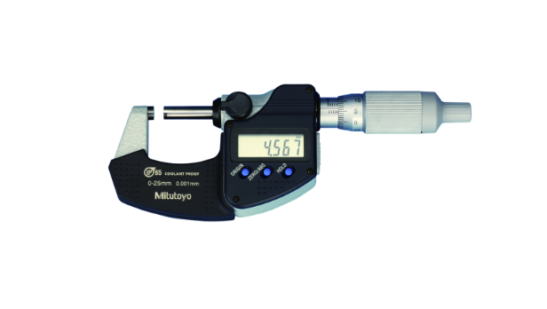 Mitutoyo 293-244-30 Digital Micrometer IP65 0-25mm, w/o Output, Ratched Thimble