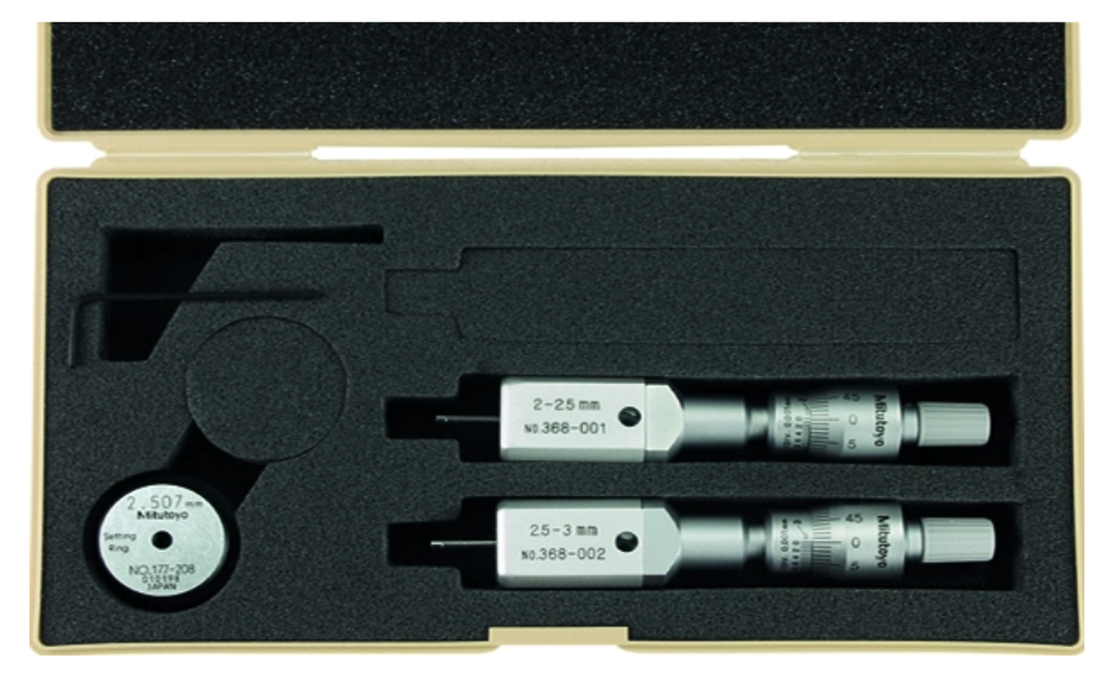 Mitutoyo 368-906 2-Point Internal Micrometer Holtest Set 2-3mm (2 pcs.)