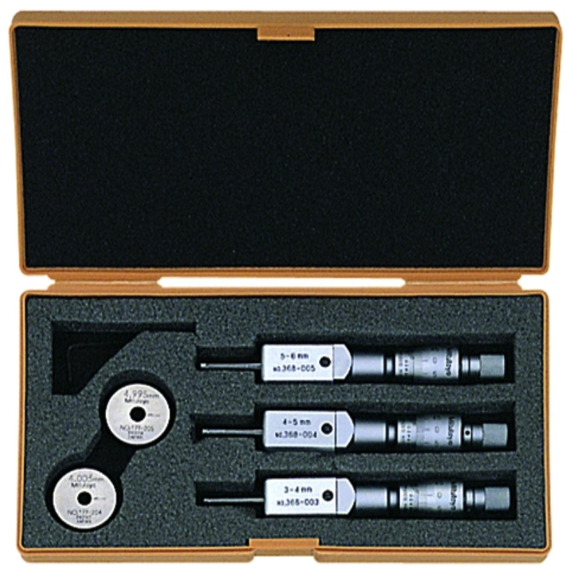 Mitutoyo 368-907 2-Point Internal Micrometer Holtest Set 3-6mm (3 pcs.)