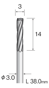 Yamazen VHM Stiftfrees φ3 Cilindrisch Aluminium Cut