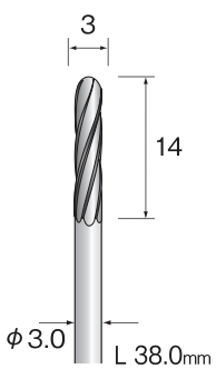 Yamazen VHM Stiftfrees φ3 Cilindrisch Kopsnijdend Aluminium Cut