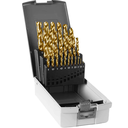 25 spiraalboren set, materiaal HSS TiN gecoat, 118° split point DIN338, reeks inclusief Ø1 - 13 mm per 0.5 mm opl.
