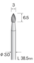 Yamazen VHM Stiftfrees φ3 Vlamvormig